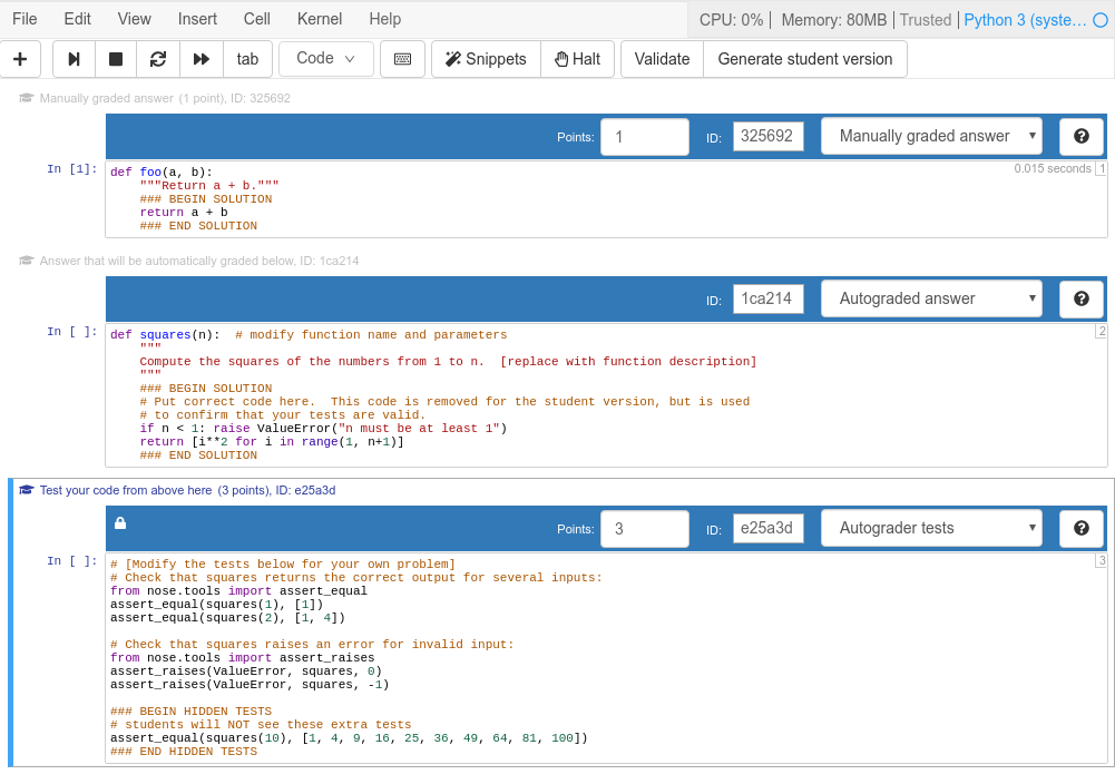 Editing an NBgrader Jupyter notebook